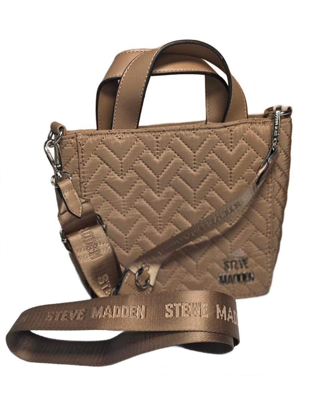 Steve Madden Quilted Tan Crossbody Bag with Adjustable Strap
